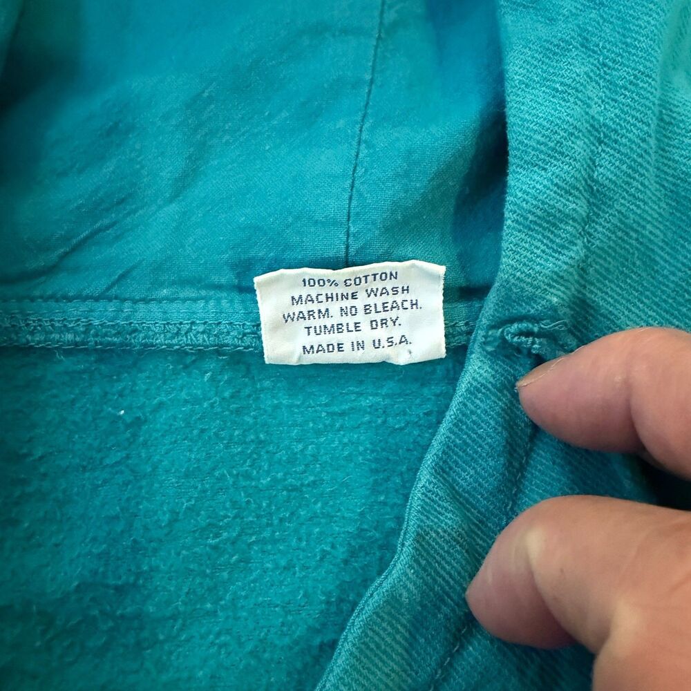Vintage Crazy Shirts Hawaii San Diego Hoodie Teal Embroidered USA Made 90s XL - Picture 6 of 8